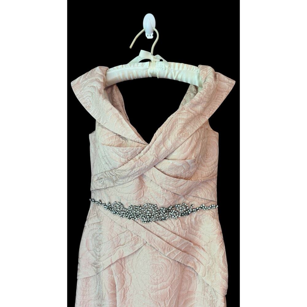 Terani Couture Womens Pink Blush Off Shoulder Jacquard Mermaid Formal Gown Sz. 6 - Picture 2 of 12